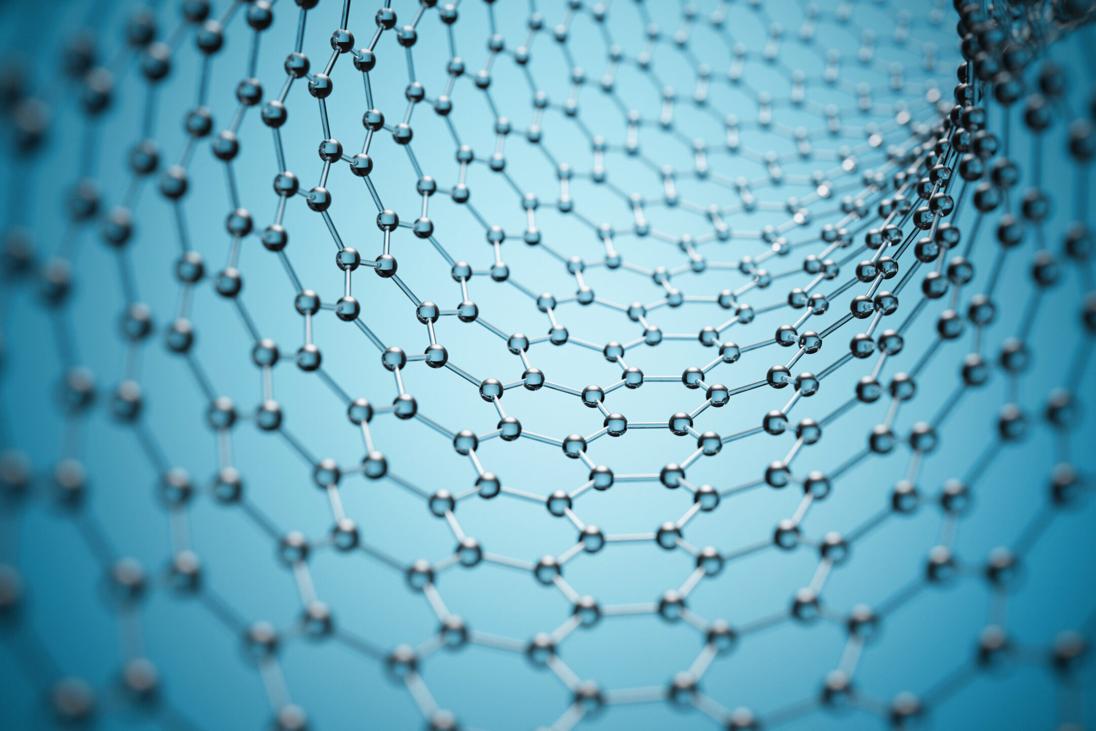 A molecular grid with in a tubular concept design structure. Several nanotechnology molecules form the structure.